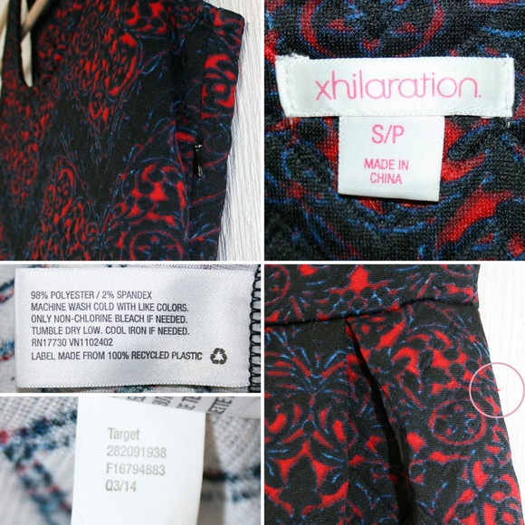 Quilted Black & Red Baroque Print Skater Dress - Picture 7 of 8